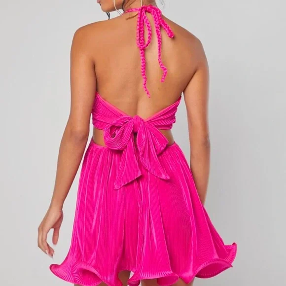 Vibrant Pink Halter Dress - Picture 3 of 7